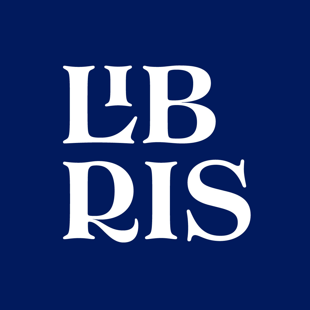 Libris logo — rebranding: white stacked serif wordmark on navy, by Brandient