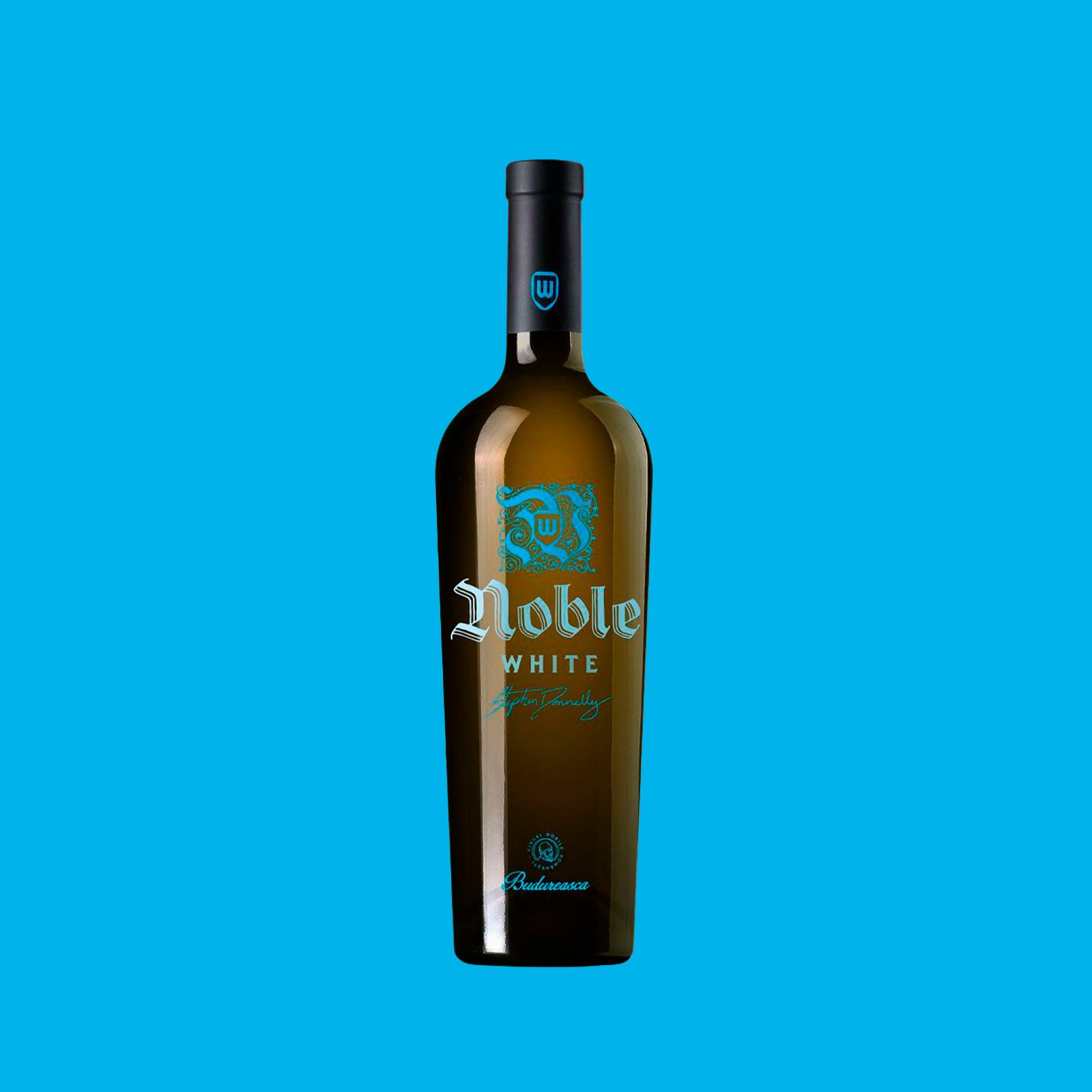 Noble White Budureasca wine bottle packaging by Brandient