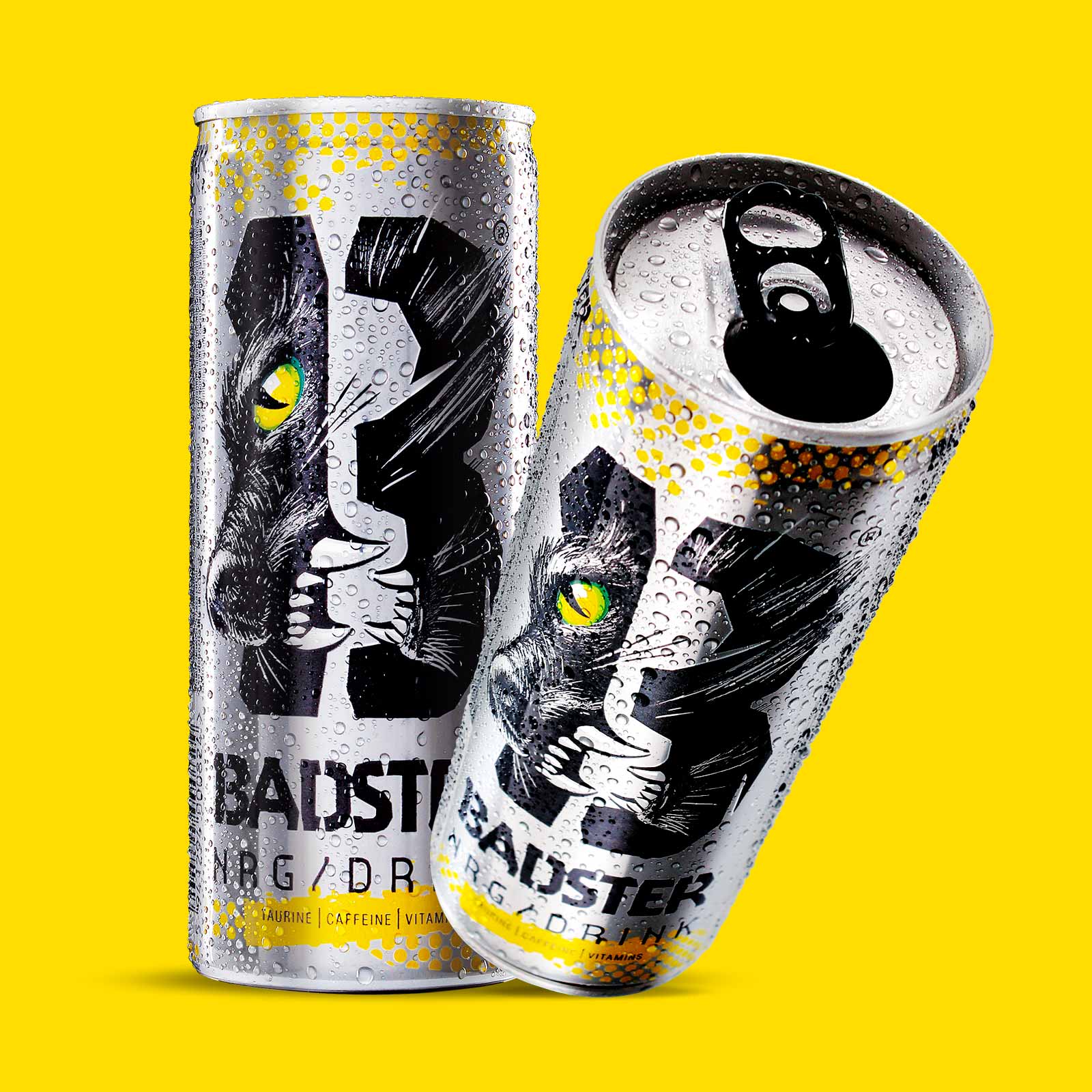 Badster energy drink can packaging — new brand creation by Brandient
