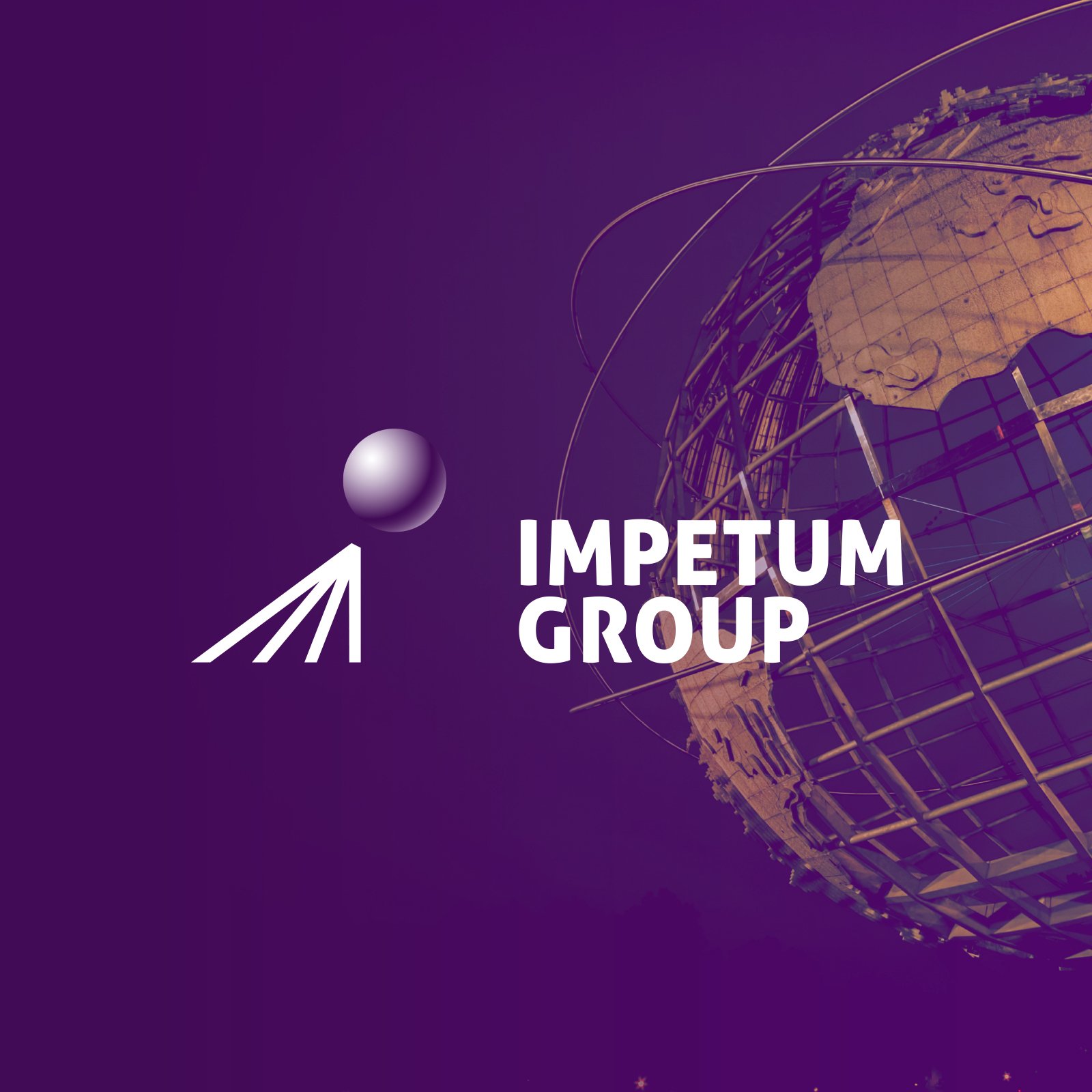 Impetum Group logo with sphere symbol on purple by Brandient