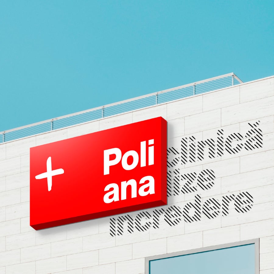 Poliana exterior signage — rebranding for Regina Maria by Brandient